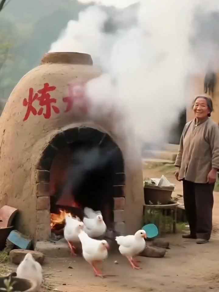 土法窑鸡浓烟四起,大妈现场展示传统技艺