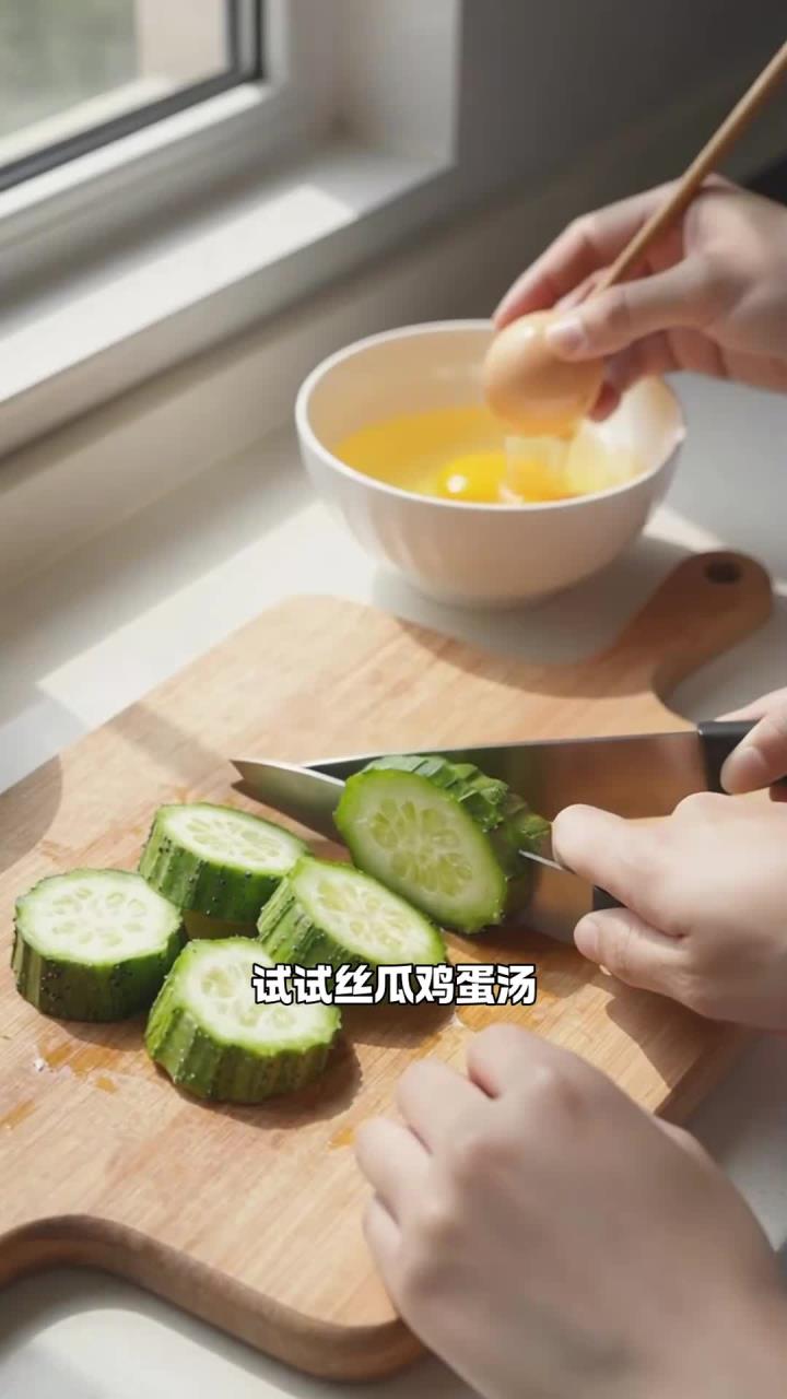 煮制丝瓜鸡蛋汤清甜暖胃,午餐吃它,上班族能缓解午餐油腻吗?
