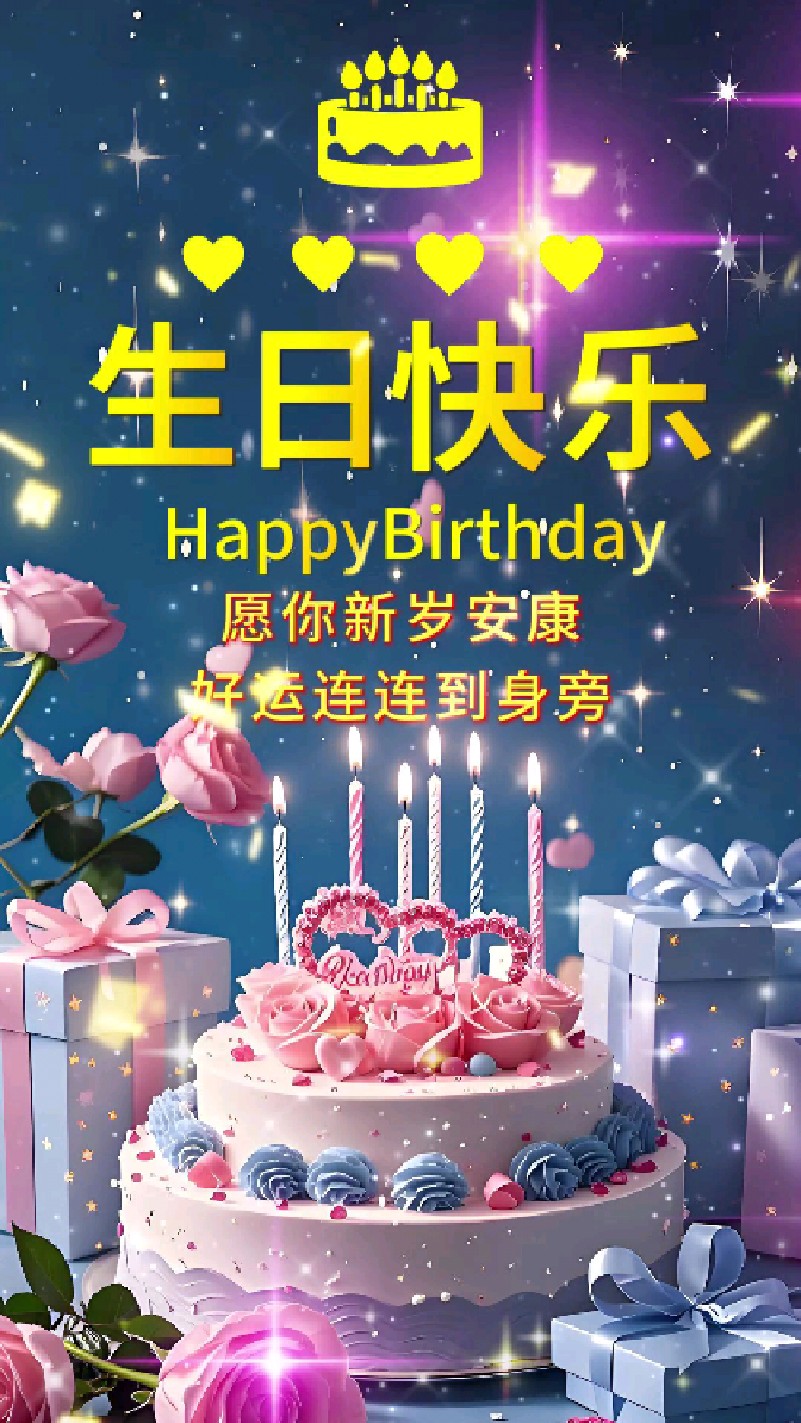 祝你生日快乐祝福视频同款制作,可改名字/改日期/替换照片!最新款生日祝福视频模板!