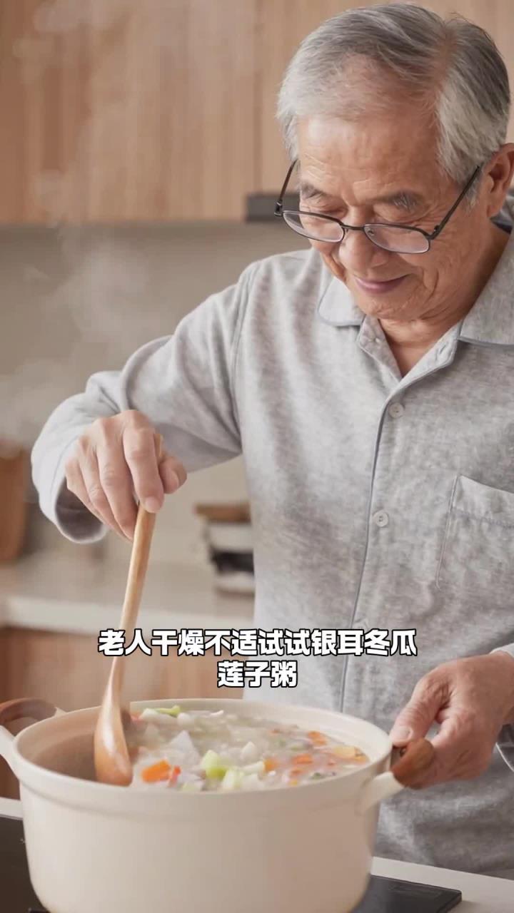 银耳冬瓜莲子粥熬稠，润燥吃它，老人能缓解干燥吗？