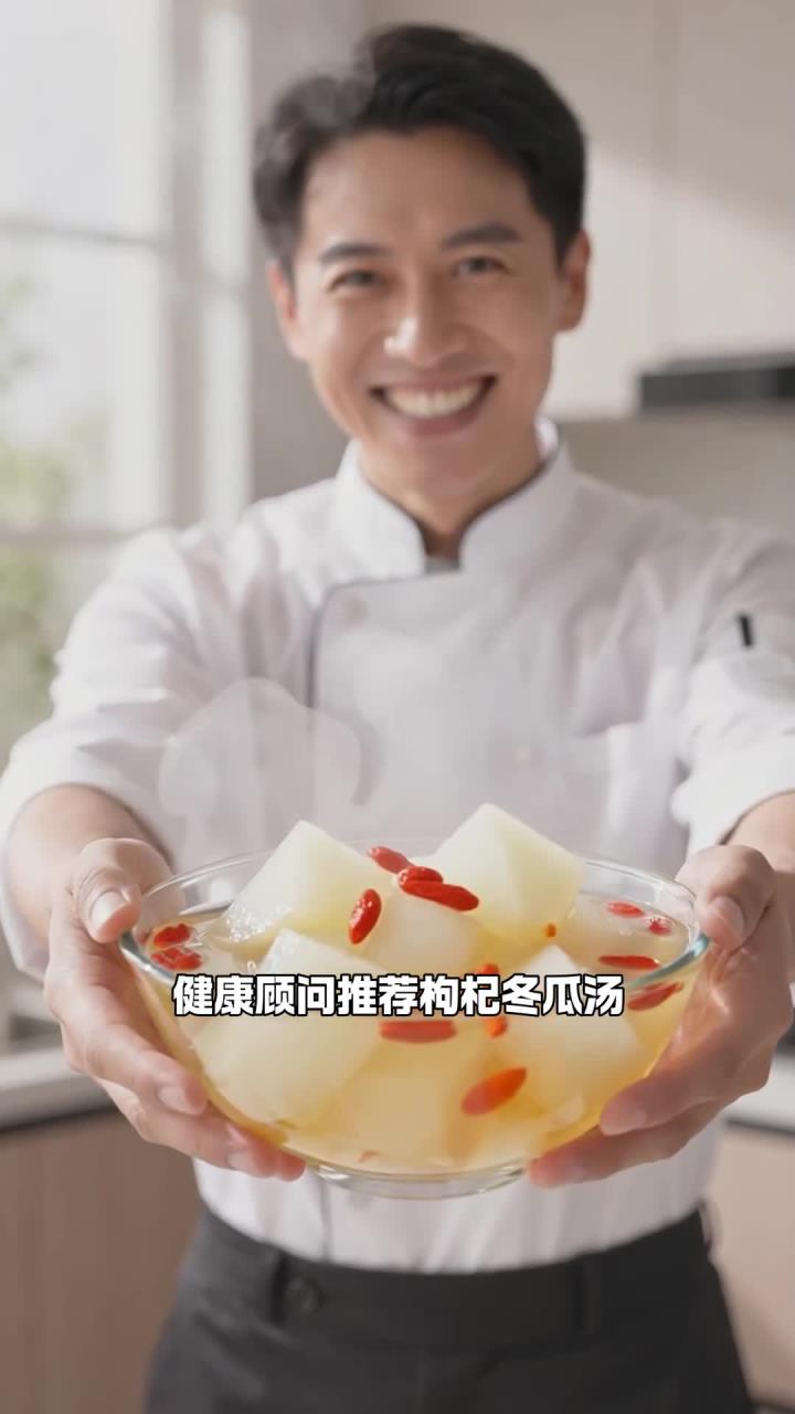 枸杞搭配冬瓜煮汤，熬夜脸部浮肿人群，消肿清爽自然