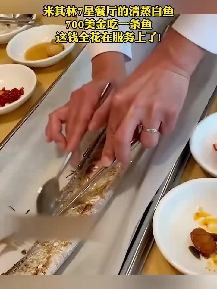 米其林7星餐厅的清蒸白鱼 700美金吃一条鱼 这钱全花在服务上了!