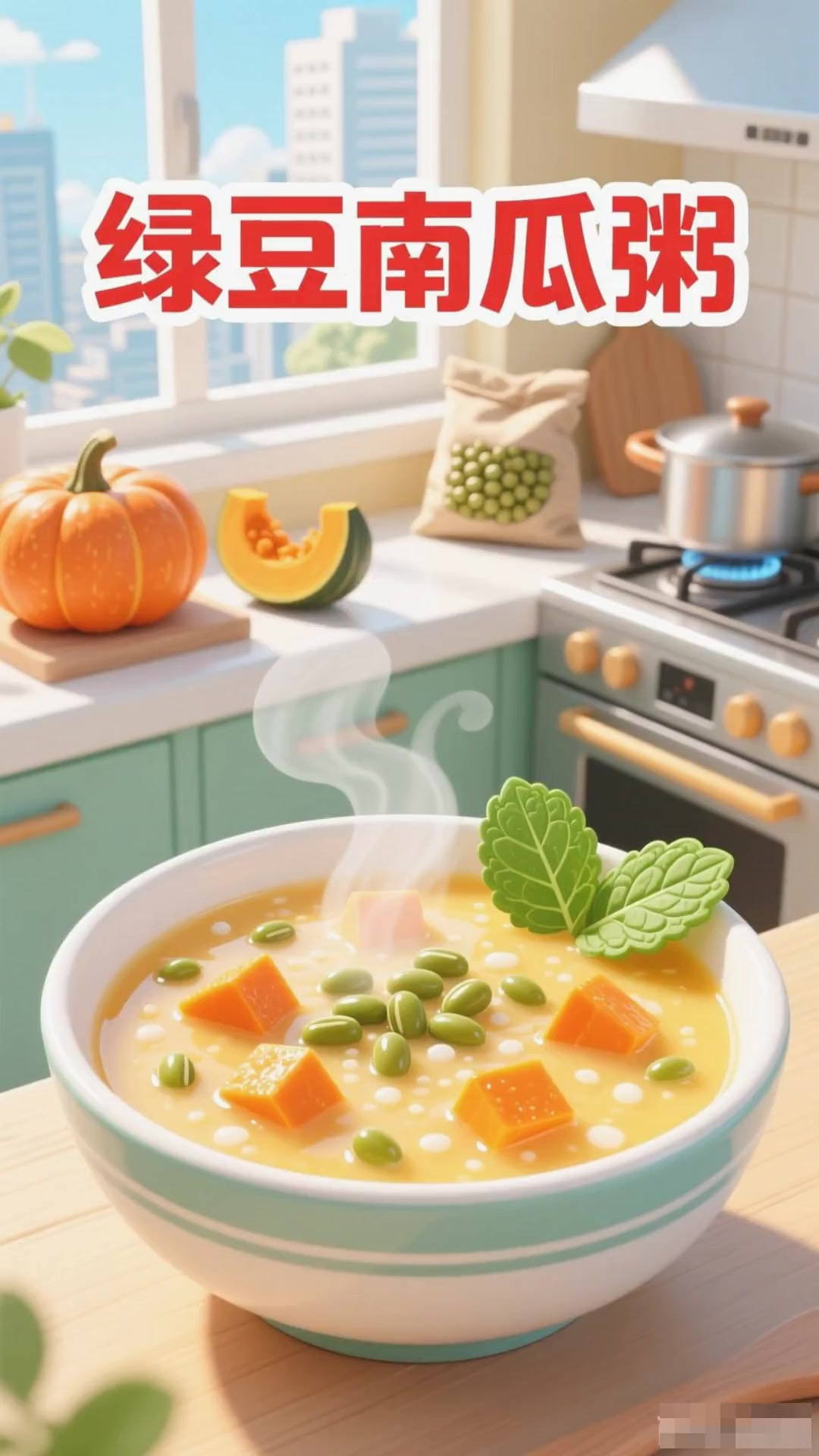 夏季喝绿豆粥,加南瓜更香甜