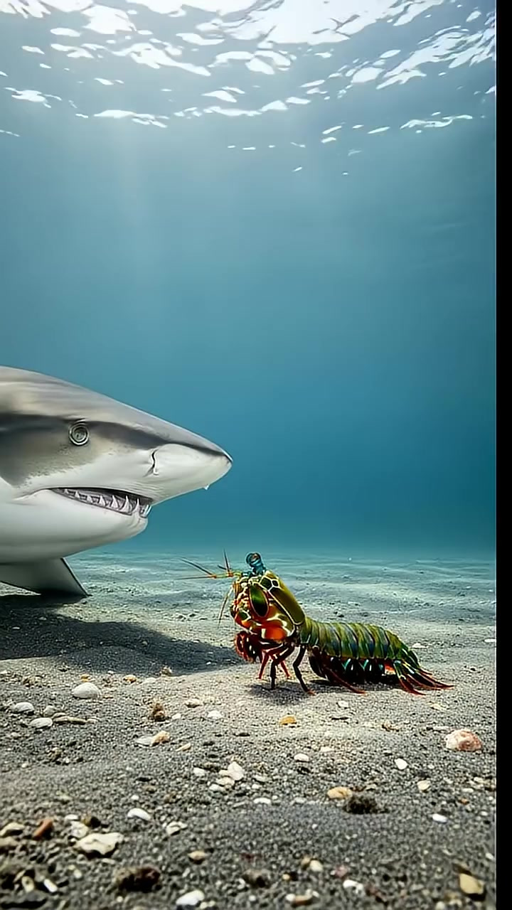 螳螂虾拳震退鲨鱼？小个子竟有如此神力！