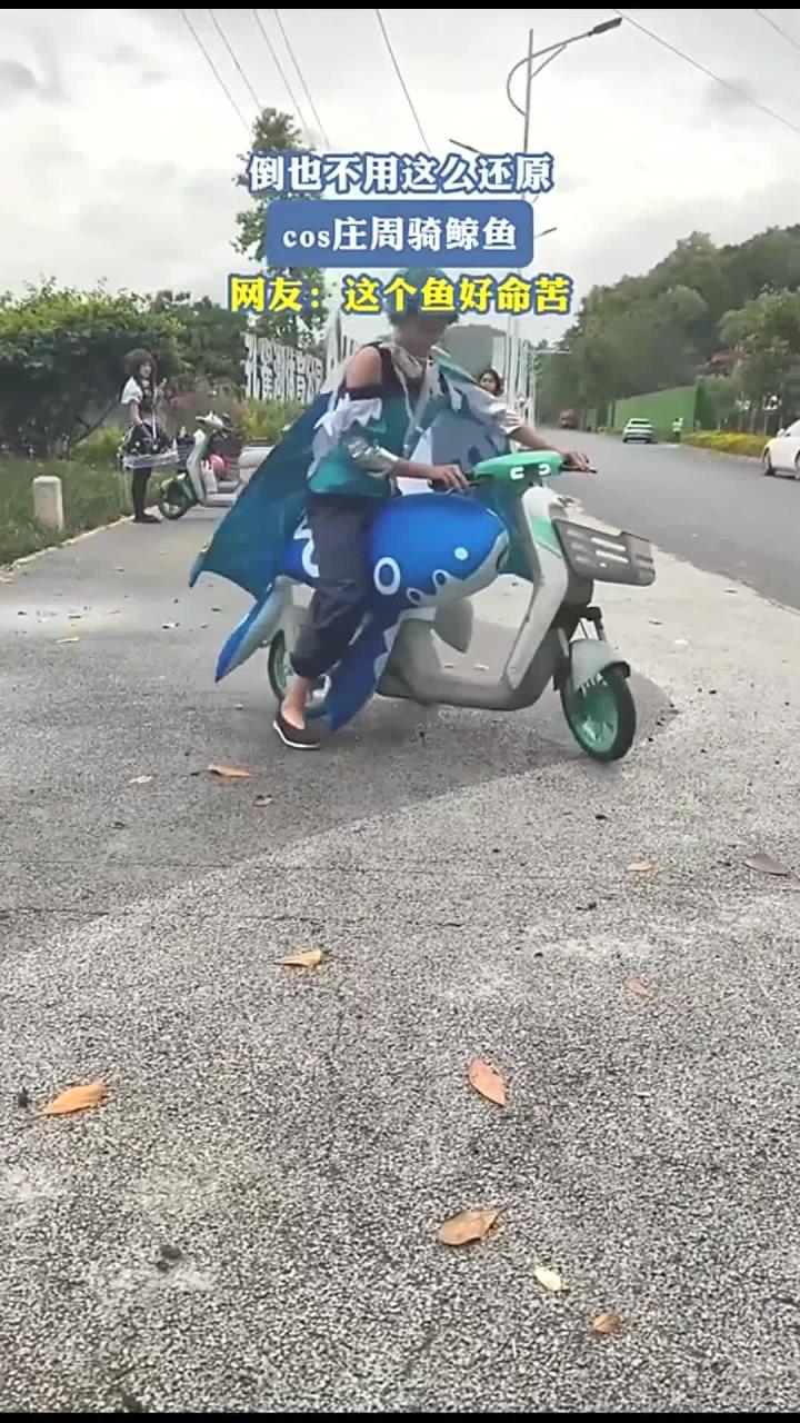 倒也不用这么还原,cos庄周骑鲸鱼,网友:这个鱼好命苦