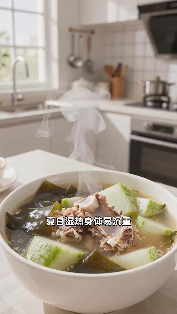 夏日食冬瓜海带排骨汤，清热祛湿，身体轻盈人人夸