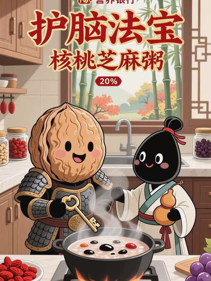 养生小解读：老年人护脑吃核桃芝麻粥，益智