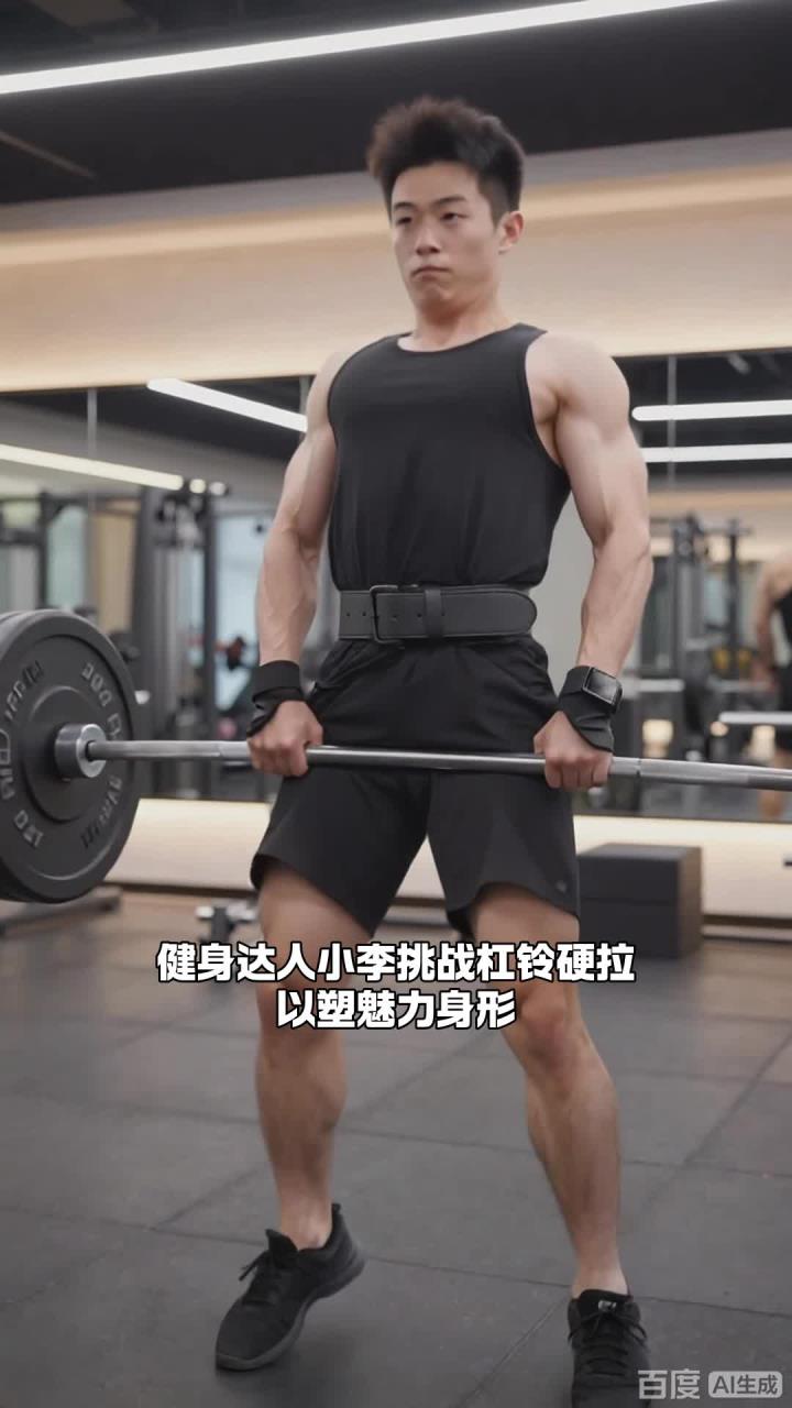健身人士练杠铃硬拉,锻炼全身肌肉,穿衣有型有魅力!
