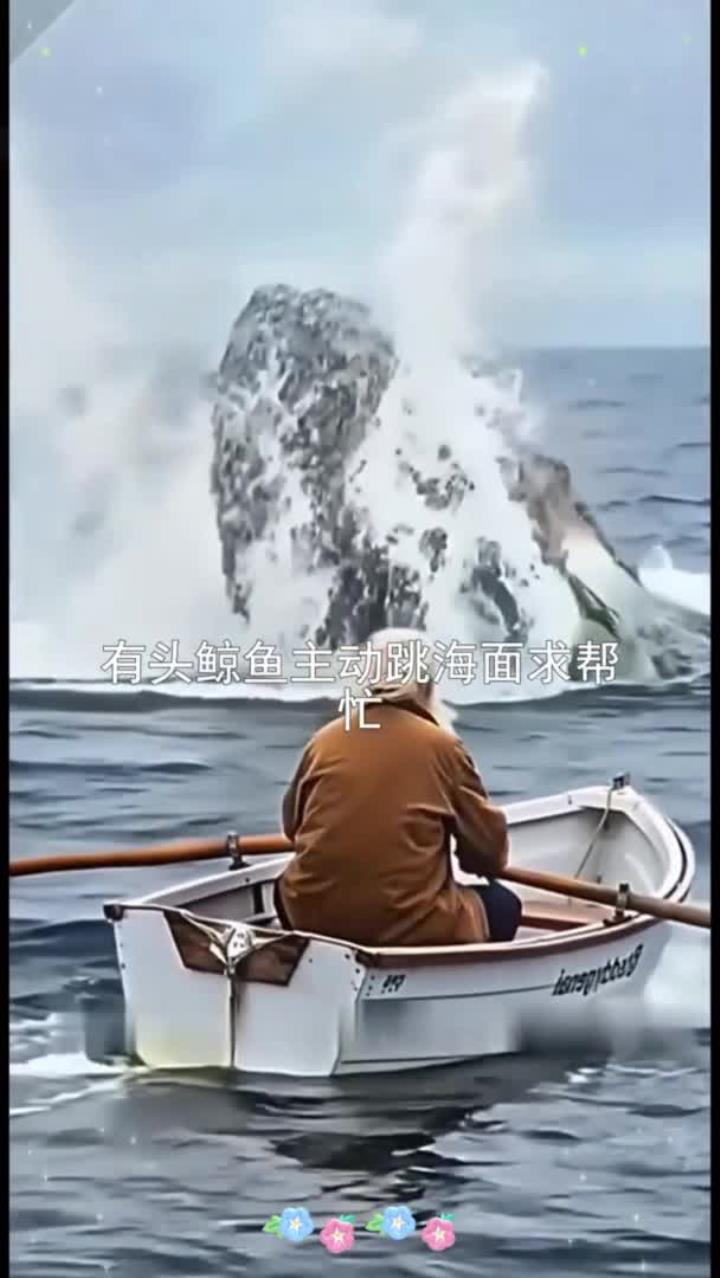 大鲸鱼身上长满了藤壶,太难受了,老人耐心帮它清除