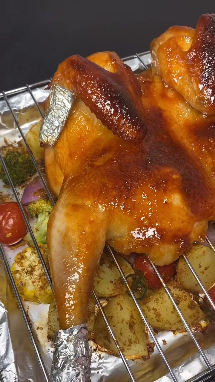这个奥尔良烤鸡，外皮焦香内里鲜嫩