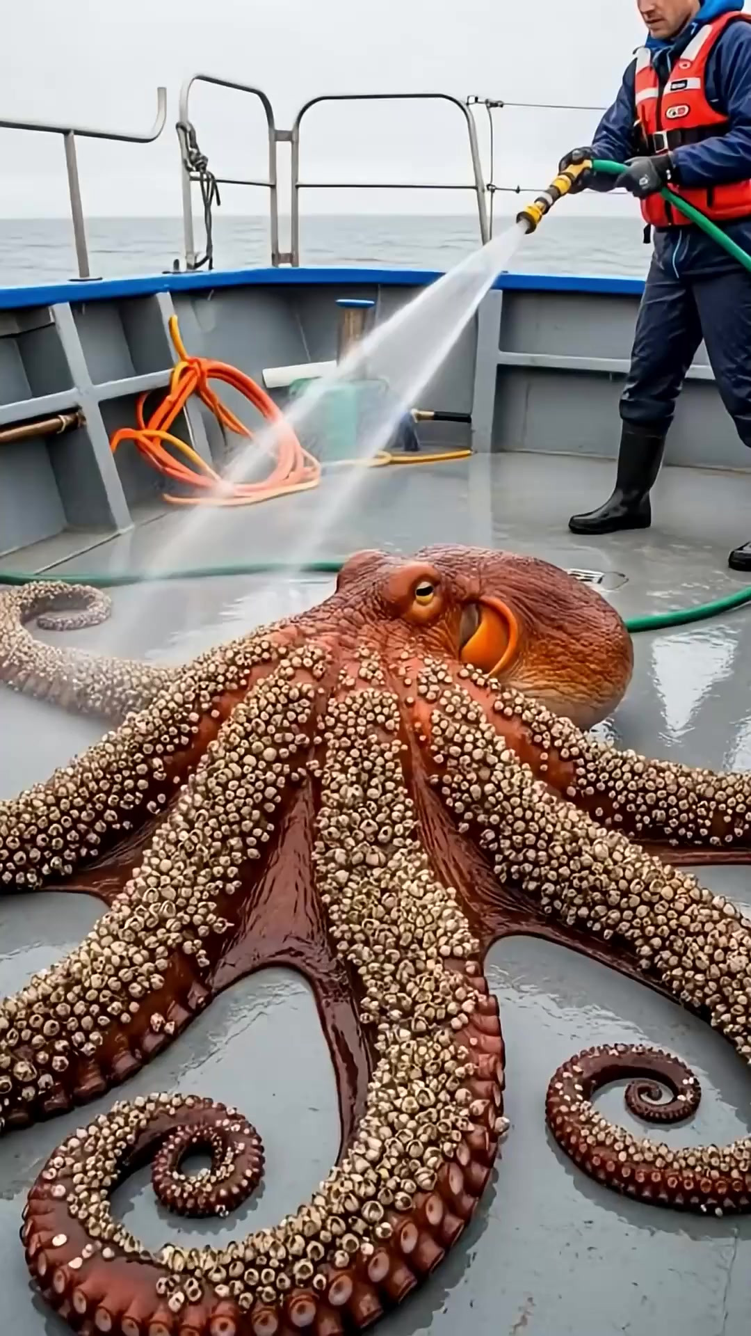 海豚章鱼清理全记录：水枪除附着物的全过程