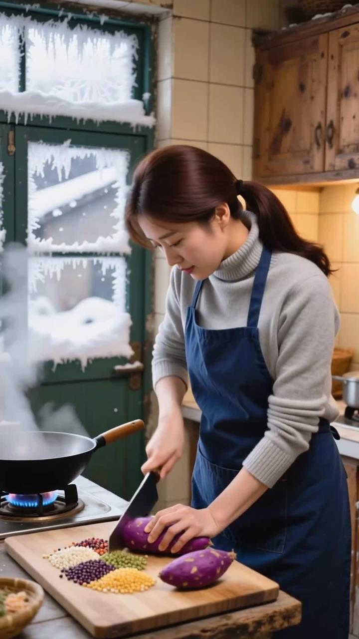 大雪宅家做紫薯杂粮粥，健康养生补充纤维控热量