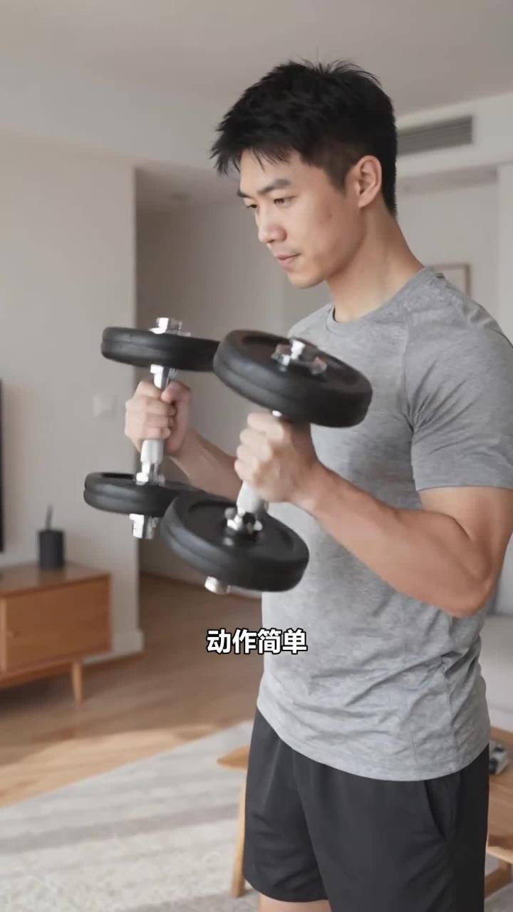 每天做十分钟哑铃操,锻炼手臂肌肉,增强上肢力量强