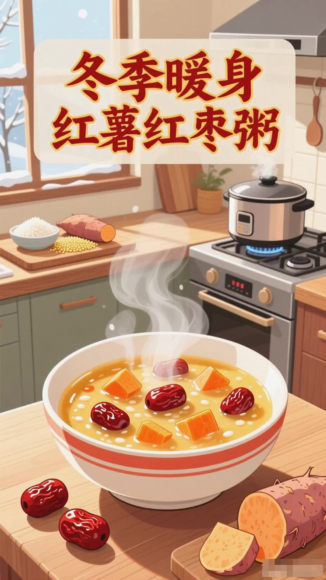 冬季吃红薯,煮粥加红枣更补血