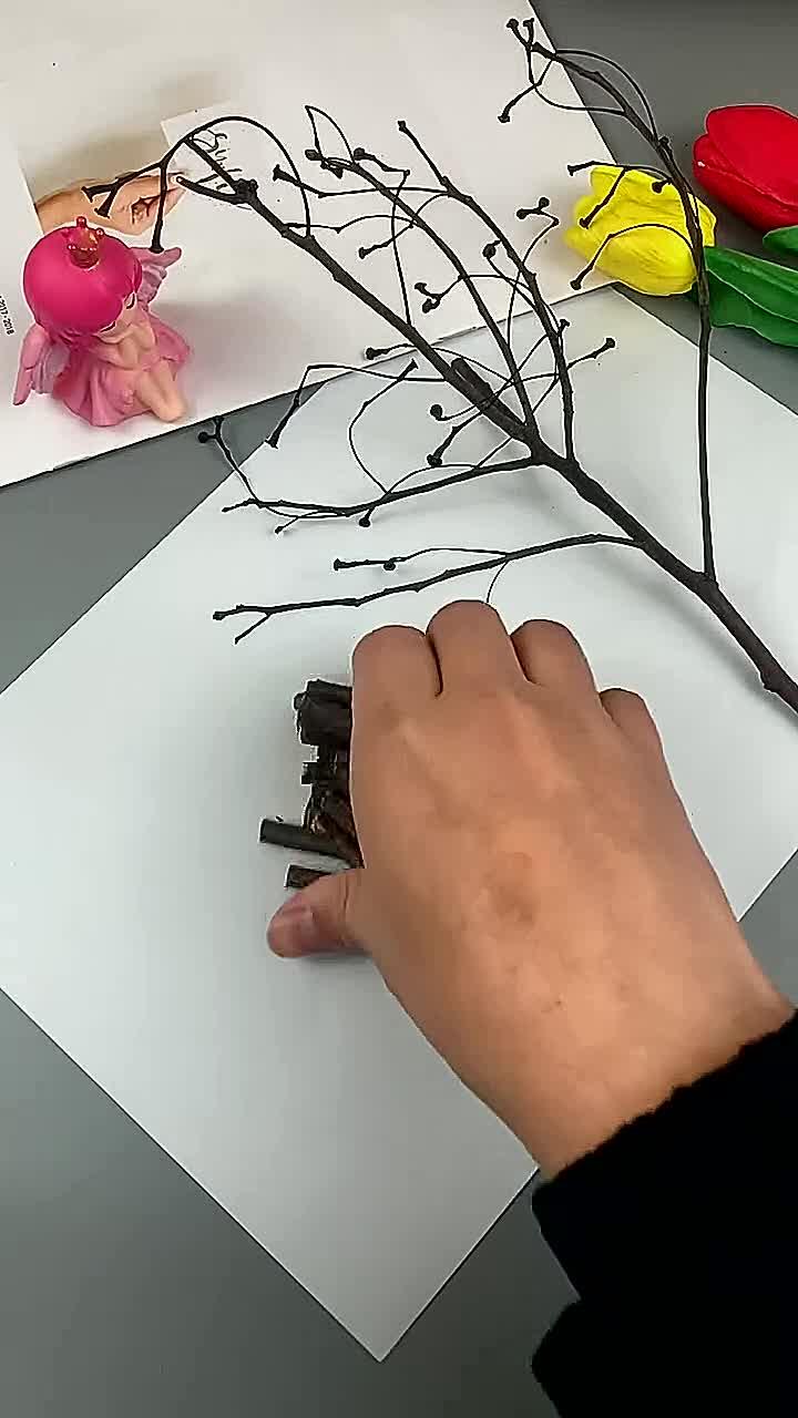 自制发明,捡几根树枝做一棵希望之树,愿每个人的希望之树都能挂满金色的果!