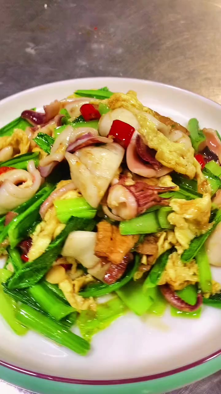 小白菜炒墨斗鱼