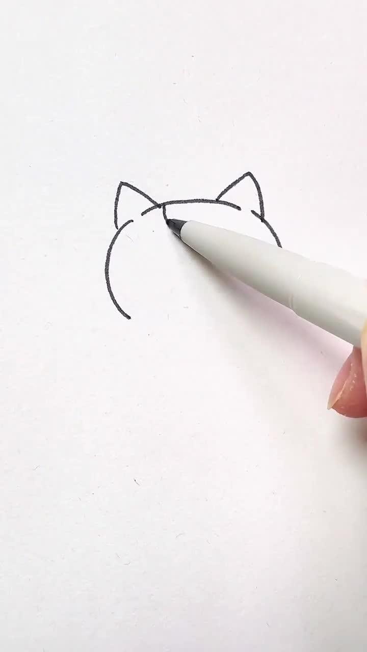 画一只爱吃鱼的猫