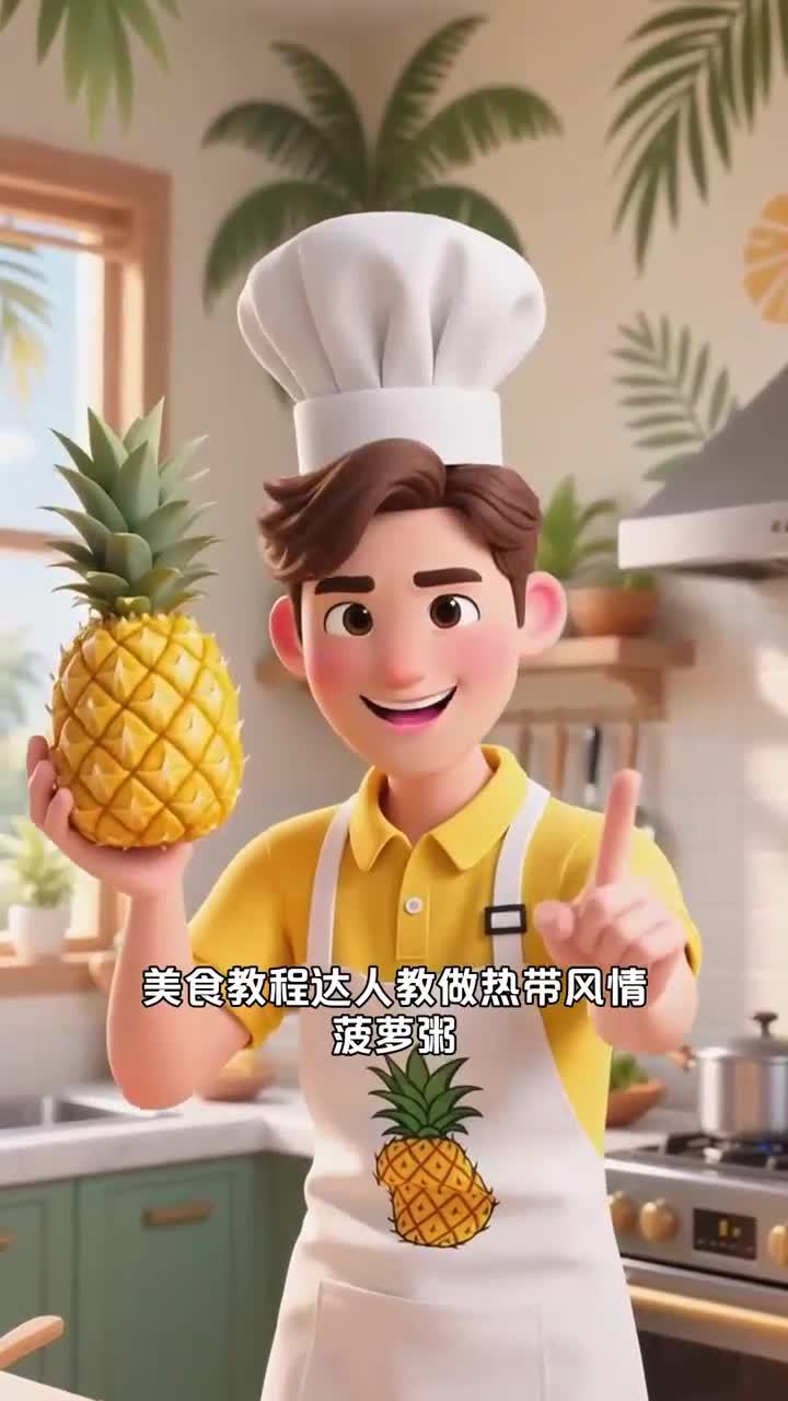 菠萝粥一碗,酸甜又爽口,热带风味粥