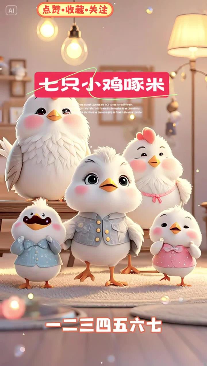 儿歌《七只小鸡啄米》
