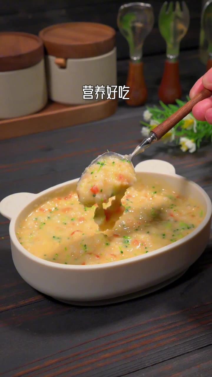 来担心家缺钙要给喝白粥了试试这个虾松番茄粥太营养了营养粥