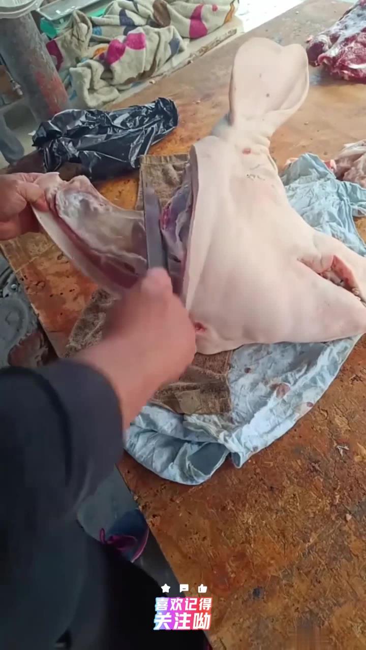 猪头肉切法,一看就会