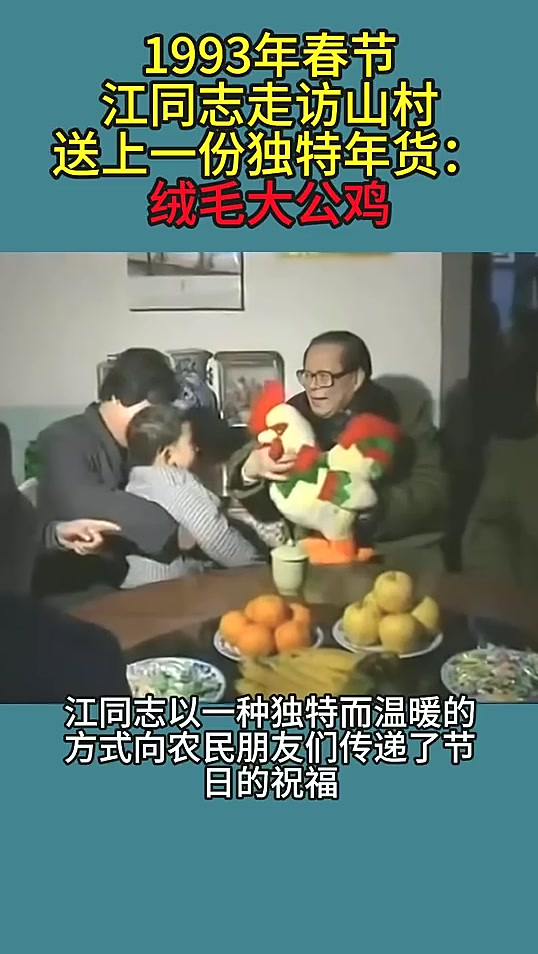 1993年春节，江同志走访山村，送上一份独特年货：绒毛大公鸡