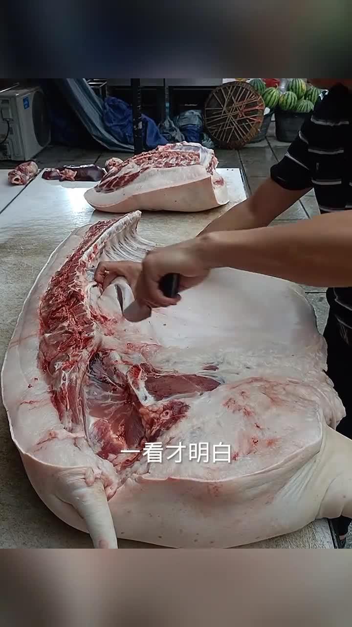 猪肉分割过程,原来这么分割的!
