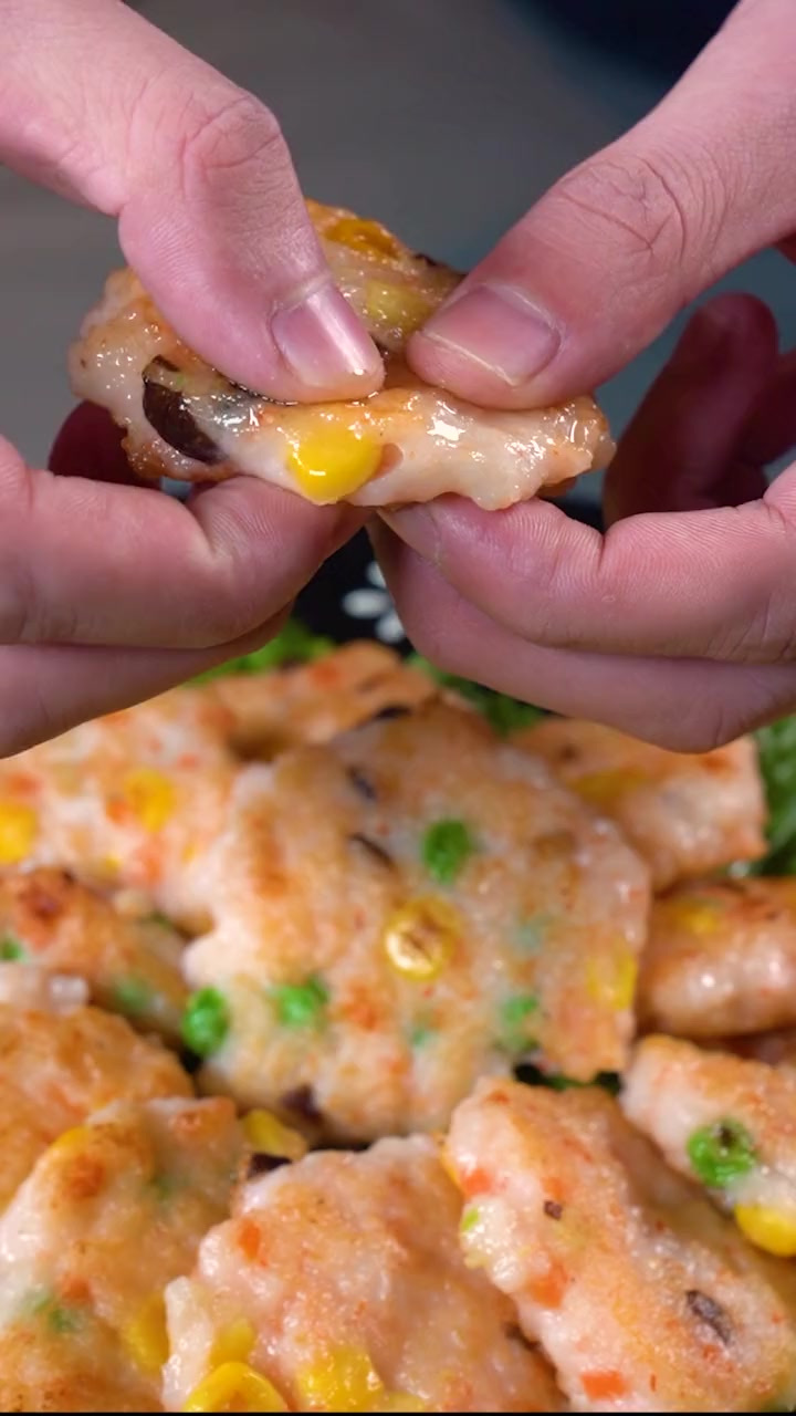 大家快点做起来吧五彩虾饼