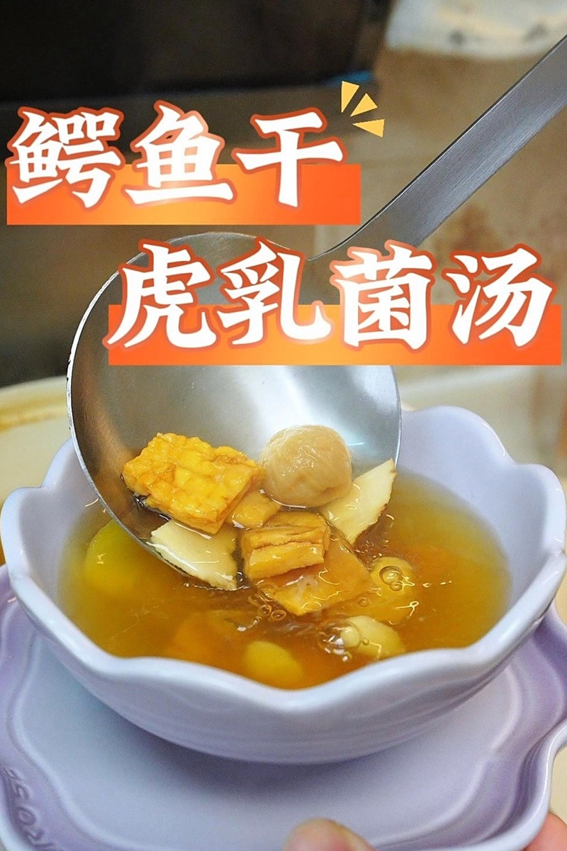 秋冬转季容易咳嗽，烧烤聚餐又热气，煲个鳄鱼肉虎乳菌肉饼汤清润