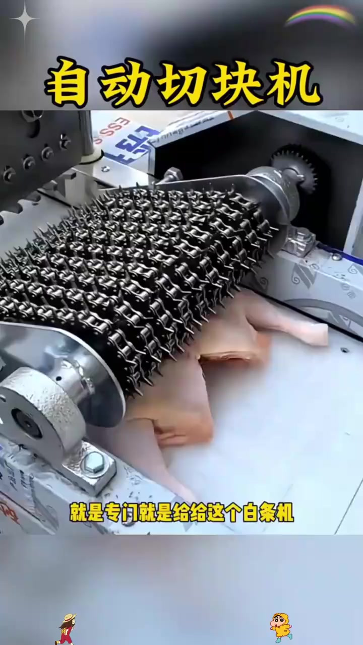 科技助力生活,机器轻松切块白条鸡,餐饮省人工革命!