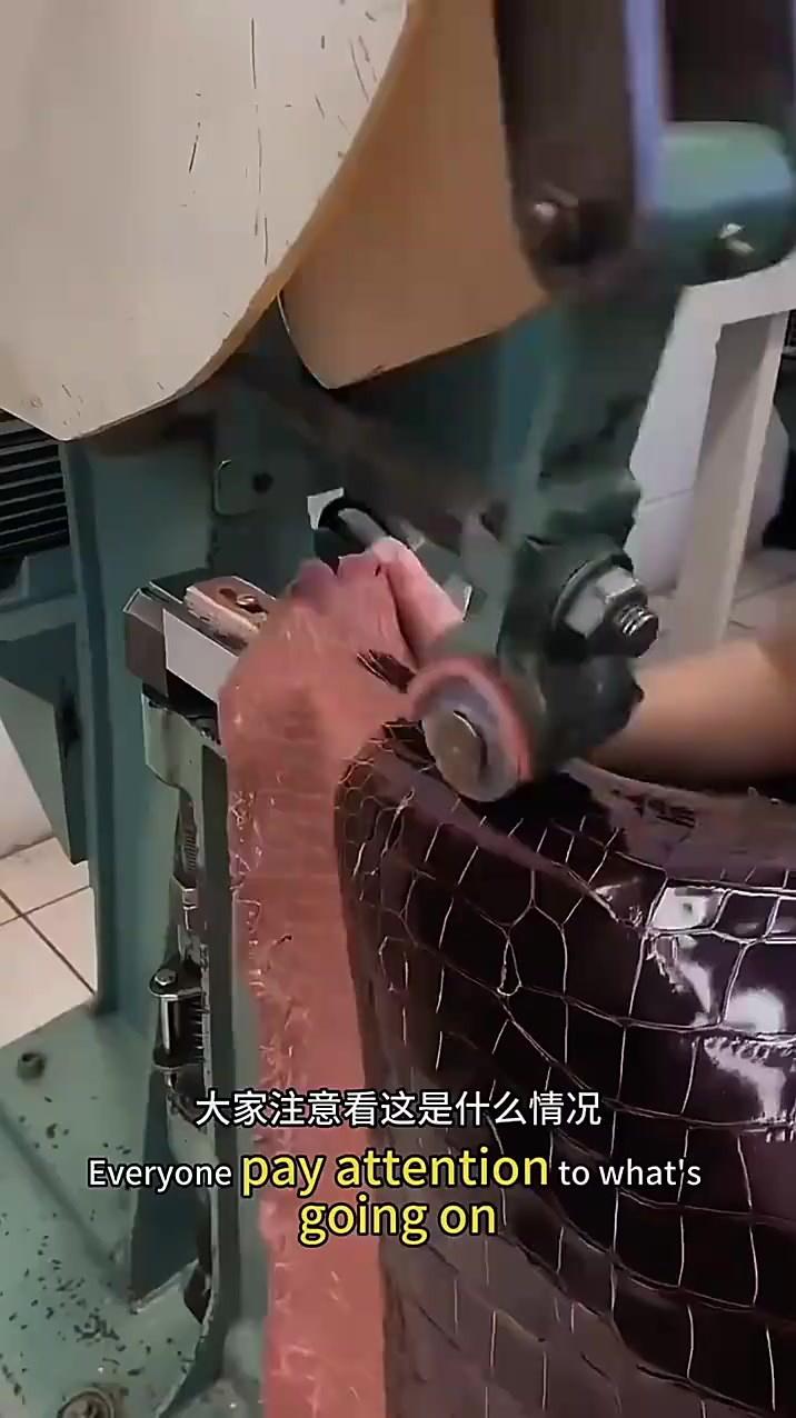 鳄鱼皮加工厂揭秘:神奇机器如何让暗淡皮革焕发光彩