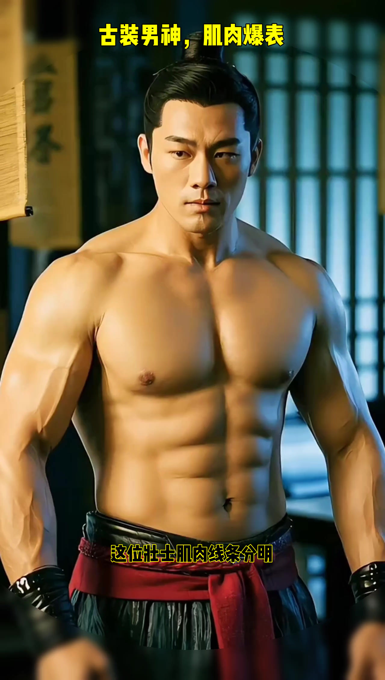 古装肌肉男霸气登场，眼神犀利，气场全开