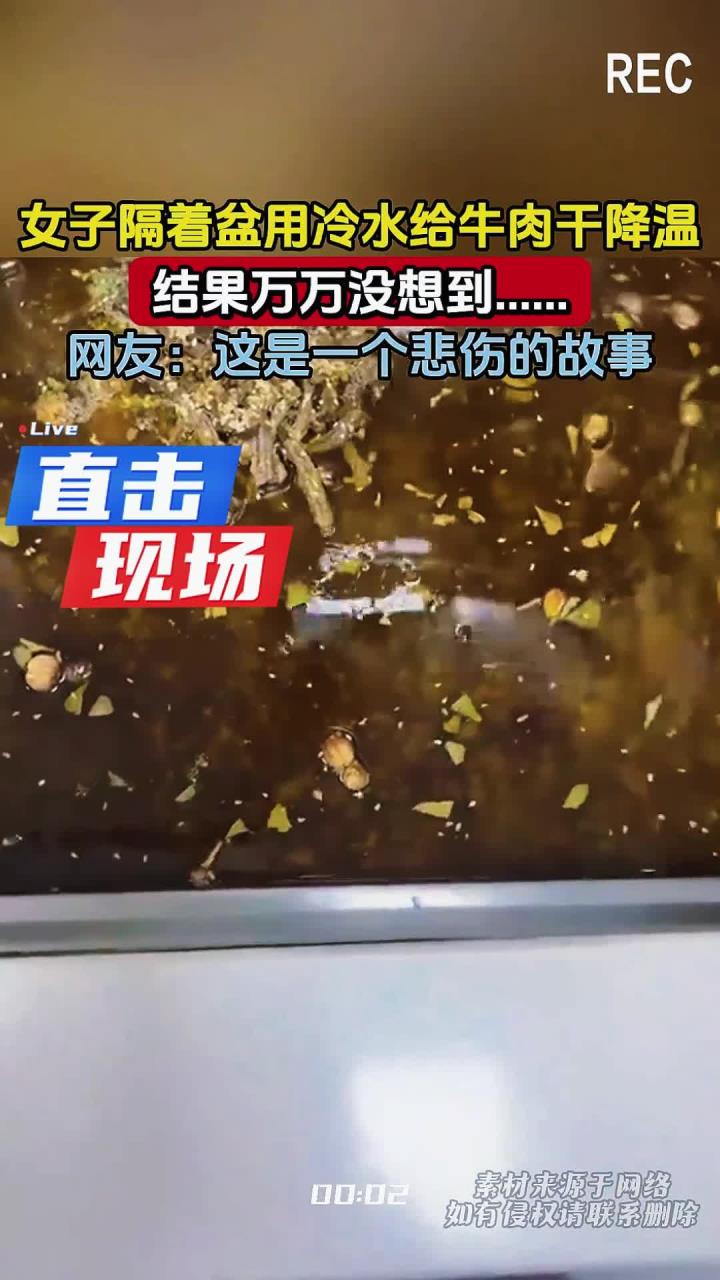 女子隔着盆用冷水给牛肉干降温,结果万万没想到……网友:这是一个悲伤的故事
