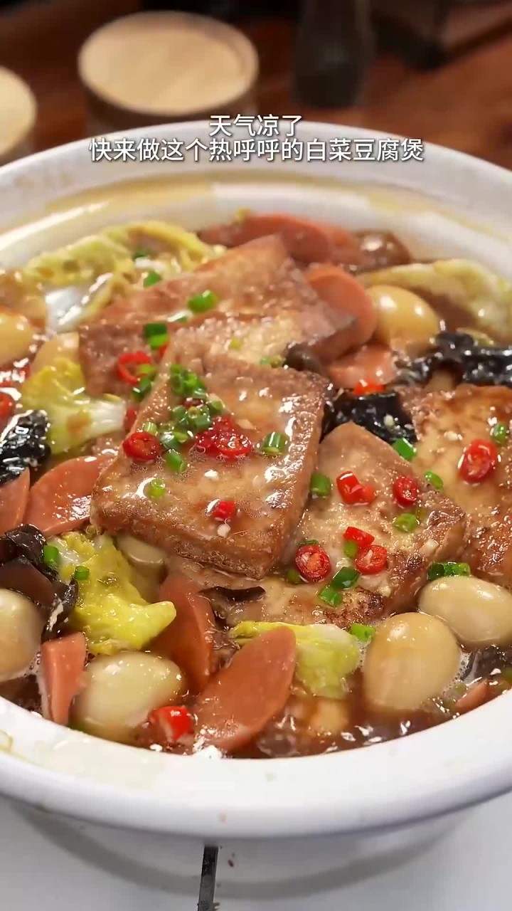 吃一次就忘不了的白菜豆腐煲,好吃还下饭