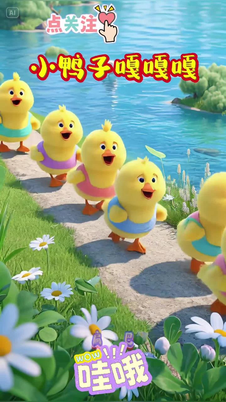 小鸭子嘎嘎嘎小可爱儿童喜欢的小视频儿童动画早教儿歌