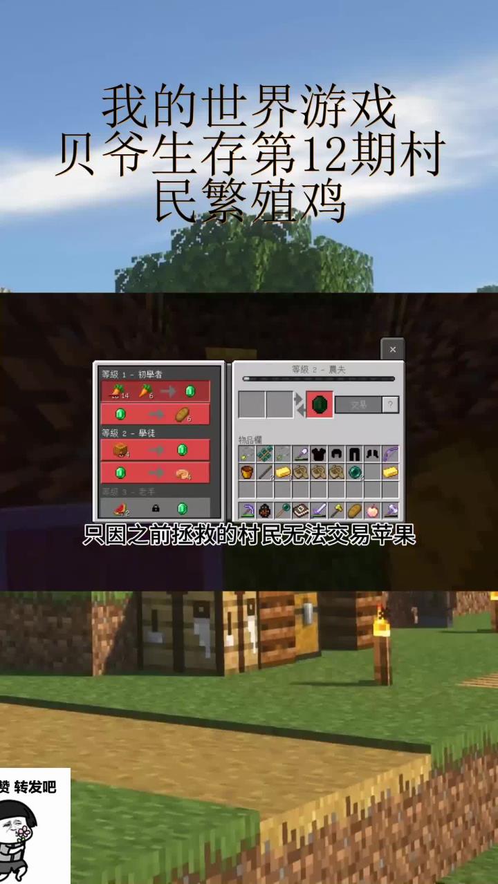 我的世界游戏:贝爷生存第12期村民繁殖鸡