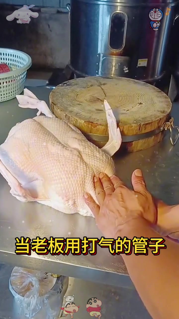  鸭子打气,瞬间鸭子变大了一倍