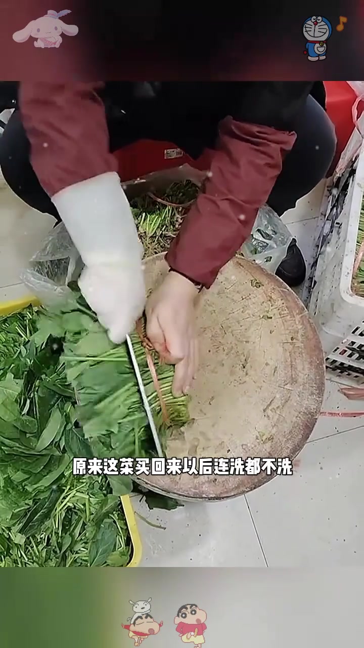  食堂里切菜,为啥不洗呢!