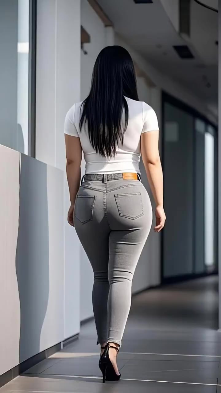 职场女神背影杀!白上衣灰牛仔,步态优雅你心动没?