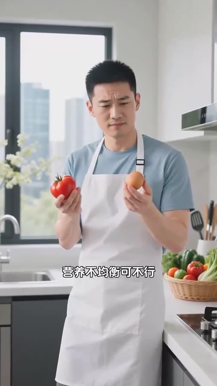 吃米饭配番茄炒蛋和青菜,营养全面促健康养生～