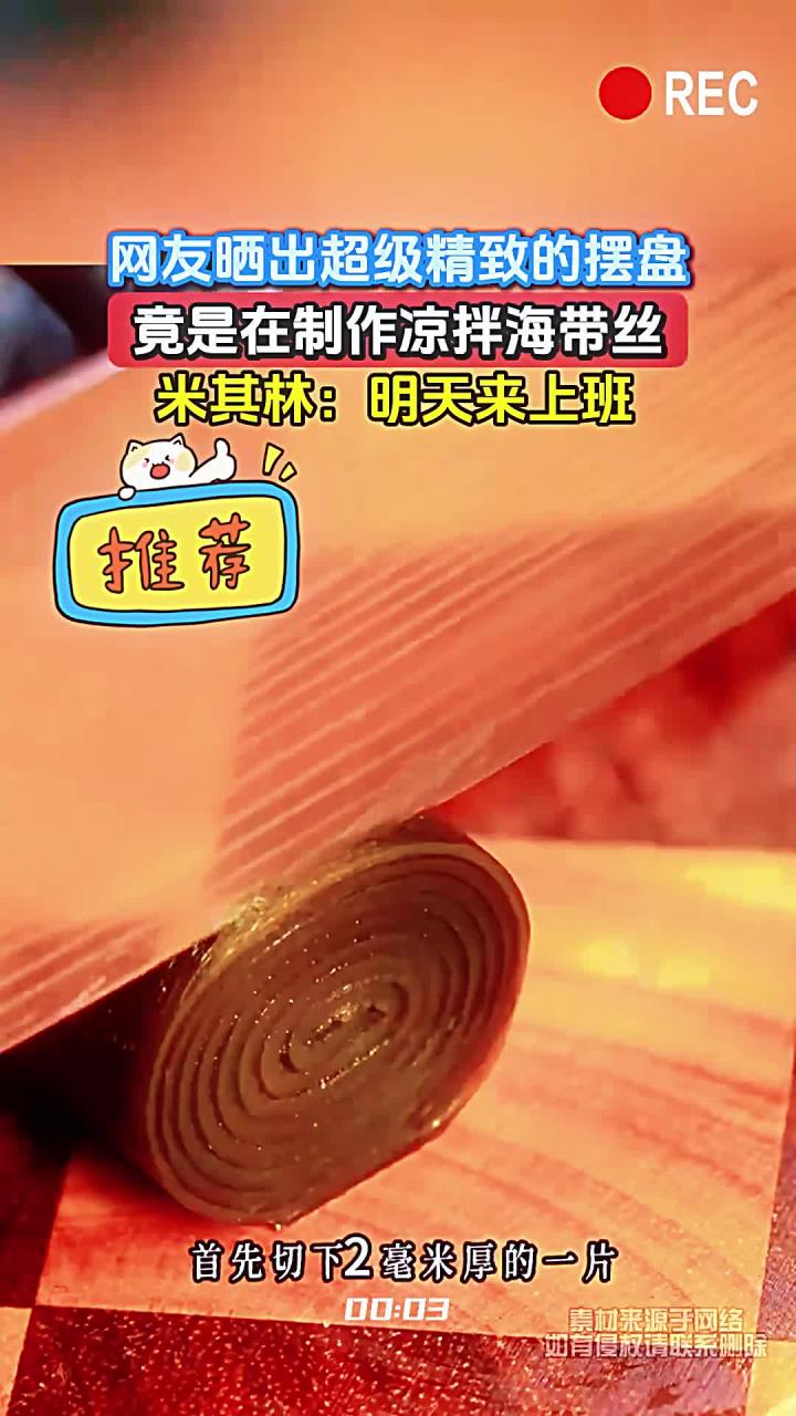 网友晒出超级精致的摆盘，竟是在制作凉拌海带丝，米其林：明天来上班