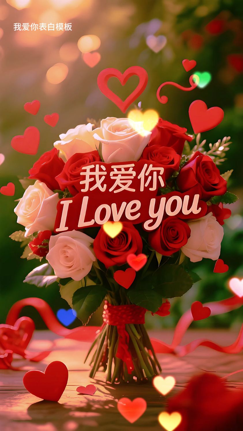 同款浪漫我爱你祝福视频制作,可加名字的情人节、520,、女神节、表白、情侣等通用文案