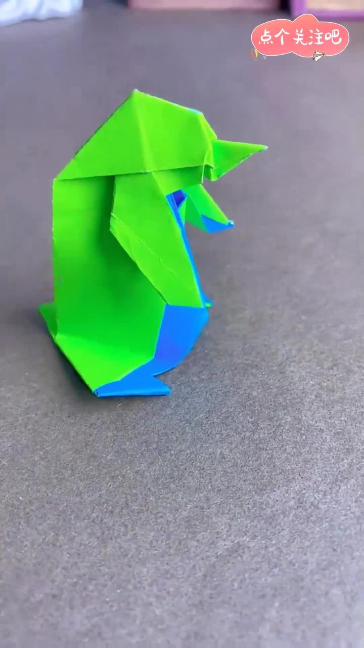 正方形纸折小动物企鹅,你也试试吧