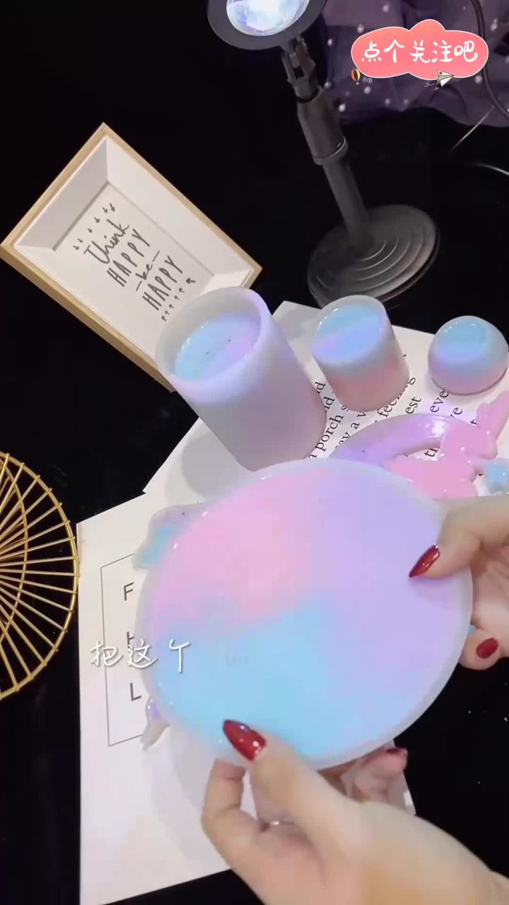 哇哦蓝粉紫系列的摆台收纳