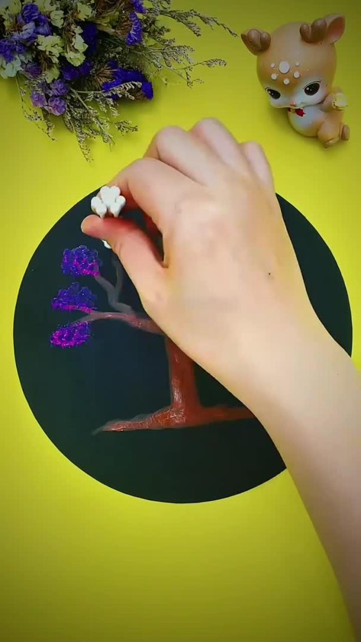 儿童画:落叶知秋 用棉棒画树叶简单易上手 适合3-6岁儿童 儿童画 亲子教育 育儿 手工