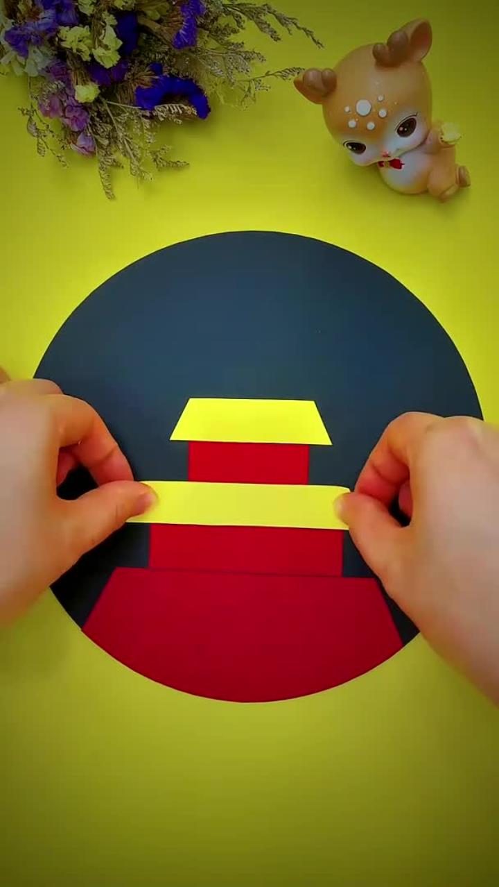 国庆主题创意画:信念的颜色一定是中国红!国庆节快乐 建党100周年 剪纸 贴纸画 手