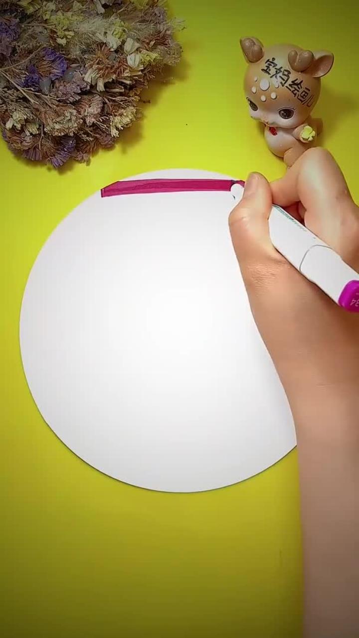 风景画:马克笔上色夕阳椰子树剪影……