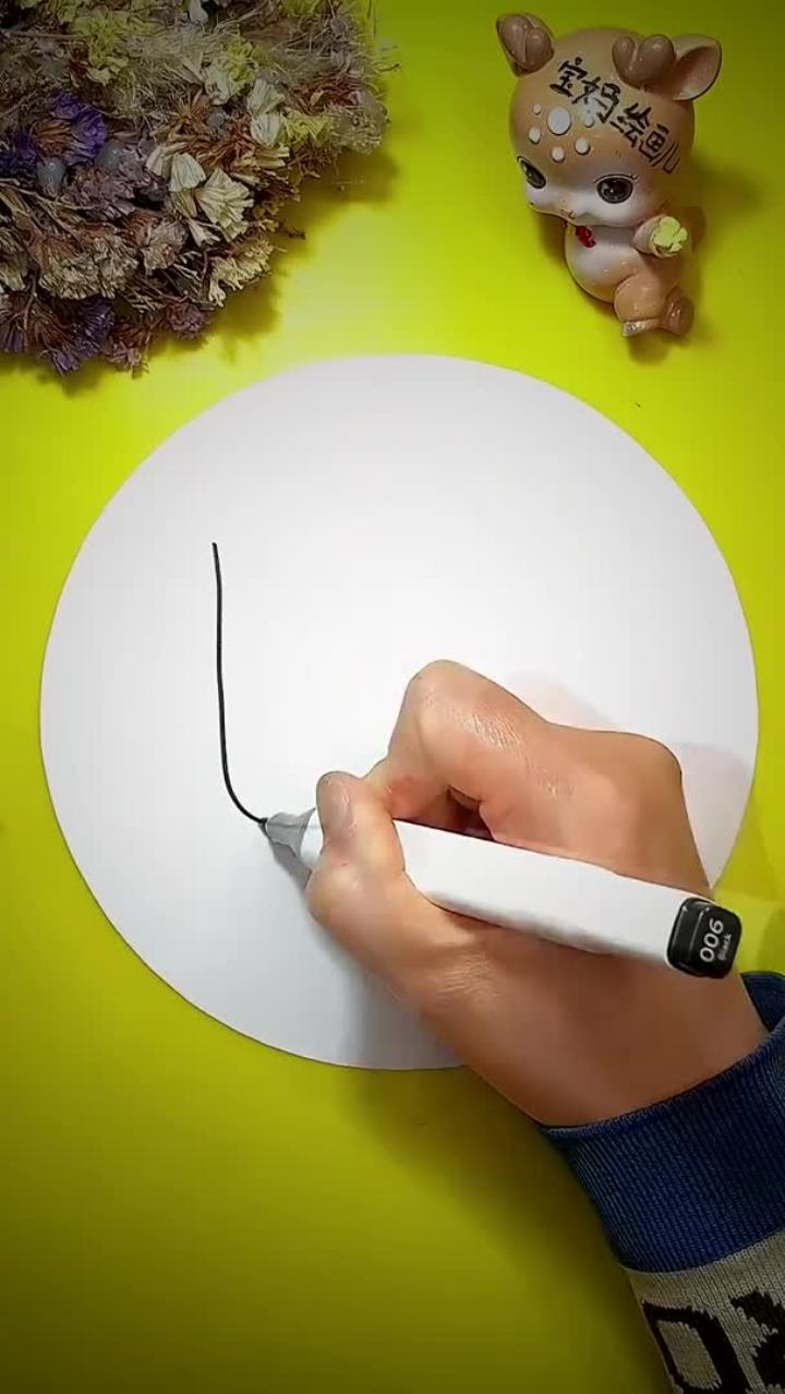 简笔画:矩形创意画小公鸡……