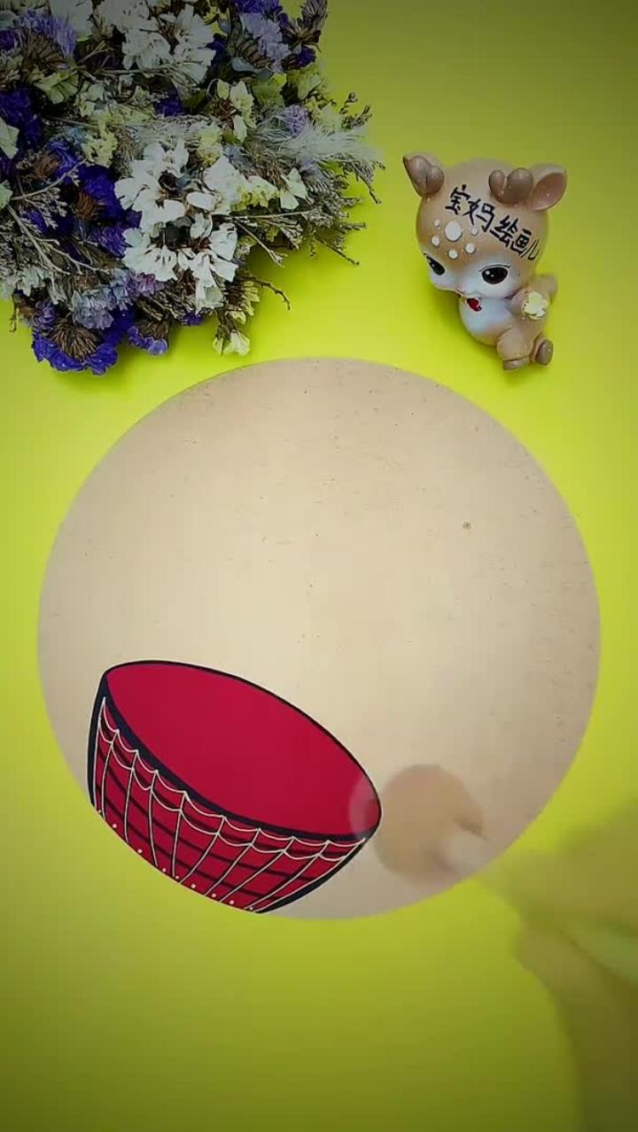 冬至画:调皮可爱的小汤圆,快到碗里来!新年手工 拓印 丙烯画 绘画 创意美术 儿童画