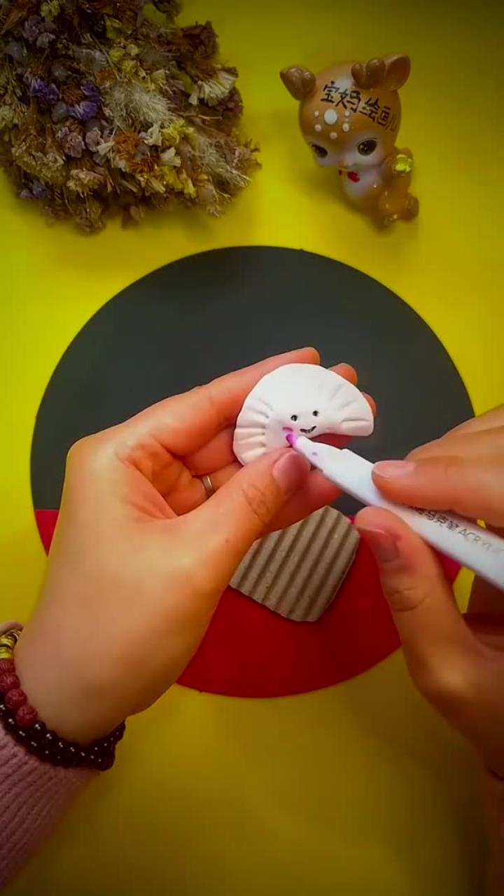 冬至创意画:一盘饺子家家团圆
